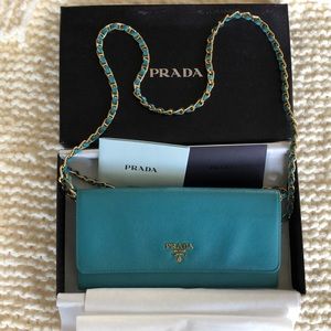 PRADA Saffiano Leather Wallet on Chain